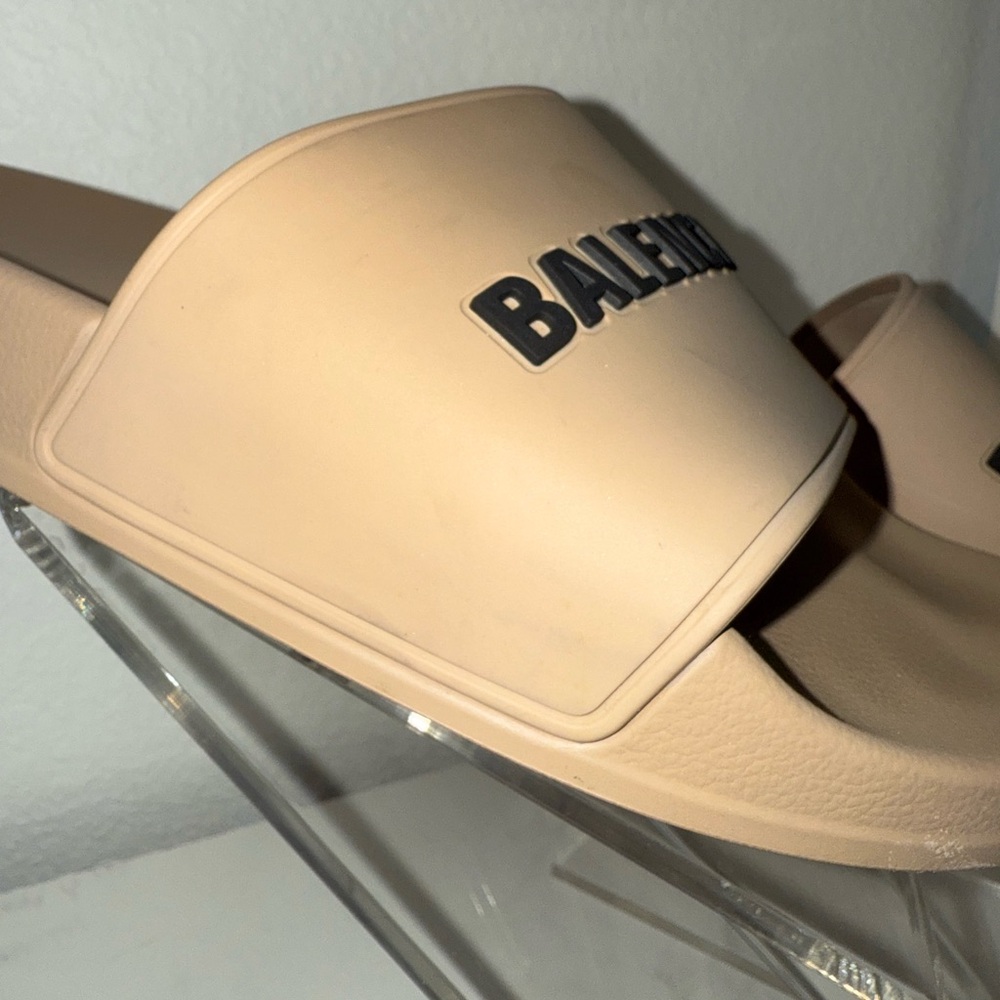 Balenciaga Beige Slide Sandals